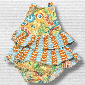 Beary Basics Handmade Ruffle Romper Paisley Fall Thanksgiving Outfit USA Made